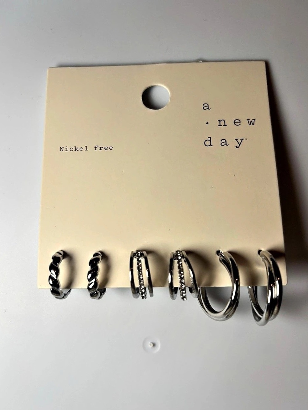 a new day Silver Hoop Earring Set Silver NWT